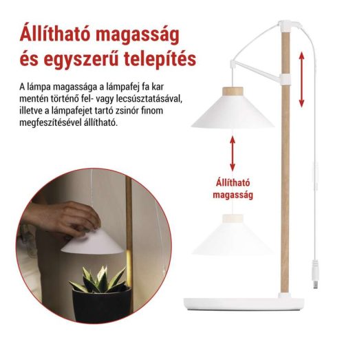 EMOS Z7905, LED növénynevelő lámpa, teljes spektrum, 21 LED, beltéri, időzítővel