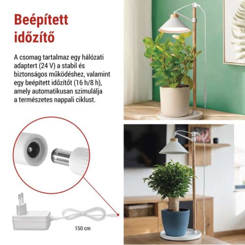 EMOS Z7905, LED növénynevelő lámpa, teljes spektrum, 21 LED, beltéri, időzítővel