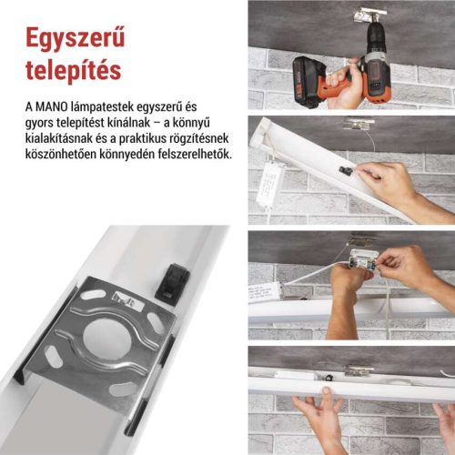 EMOS ZAB911, LED lineáris lámpatest MANO 20W, semleges fehér