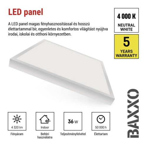 EMOS ZB1614, EMEMOS LED panel BAXXO beépíthetö 36W 4320lm IP20 természetes fehér