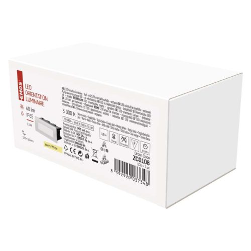 EMOS ZC0108, LED irányfény beépíthető AMAL, téglalap, 1.5W IP65 meleg fehér