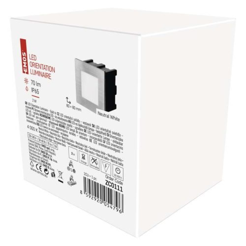 EMOS ZC0111, LED irányfény beépíthető AMAL, négyzet 1.5W IP65 természetes fehér