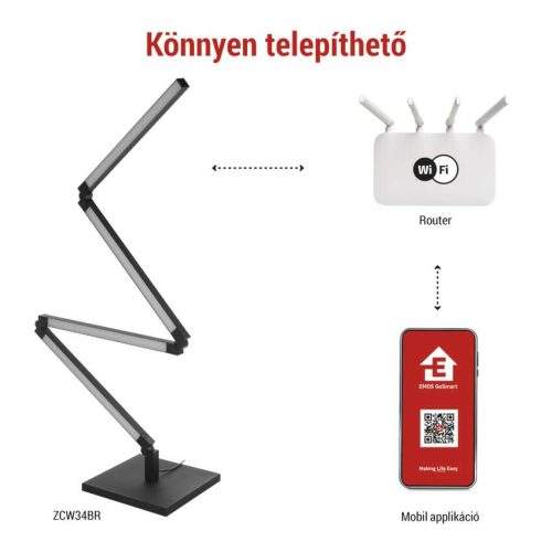 EMOS ZCW34BR, GoSmart LED állólámpa, fekete, 175 cm, meleg fehér / RGBIC WiFi