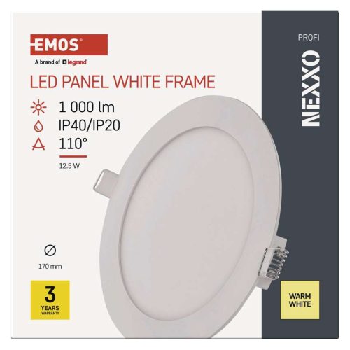 EMOS ZD1134, LED süllyesztett lámpatest NEXXO, kerek, fehér, 12W, meleg fehér