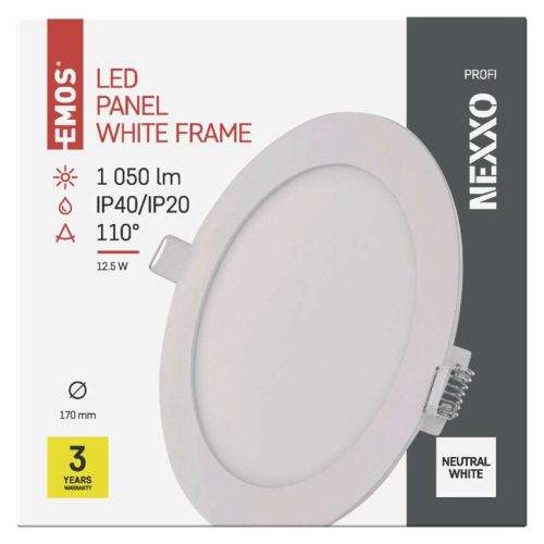 EMOS ZD1135, LED süllyesztett lámpatest NEXXO, kerek, fehér, 12,5W, természetes fehér