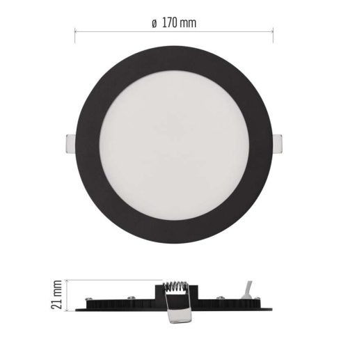EMOS ZD1333, LED süllyesztett lámpatest NEXXO, kerek, fekete, 12W, CCT