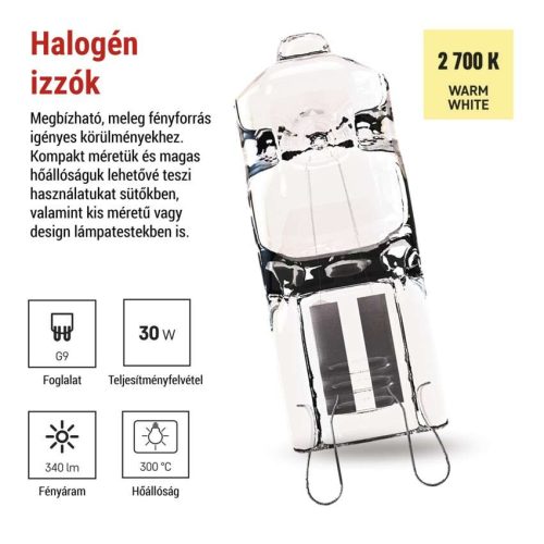EMOS ZE0305, EMOS halogén izzó JC G9 30W 340lm