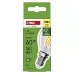 EMOS ZF1A42, LED izzó Filament Mini Globe A CLASS / E14 / 3,8 W (60 W) / 806 lm / meleg fehér