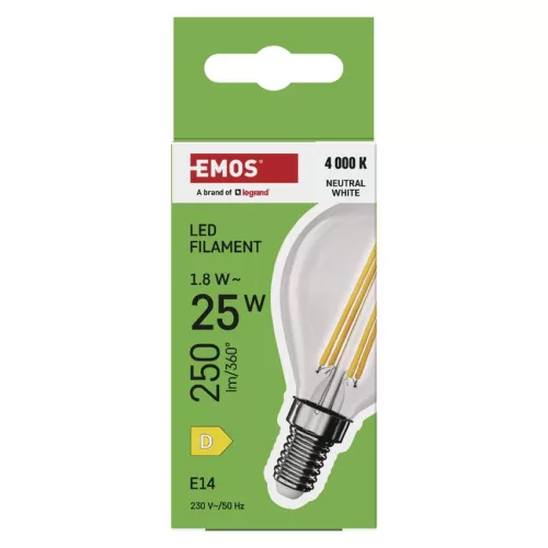 EMOS ZF1D03, LED izzó Filament Mini Globe / E14 / 1,8 W (25 W) / 250 lm / Természetes fehér