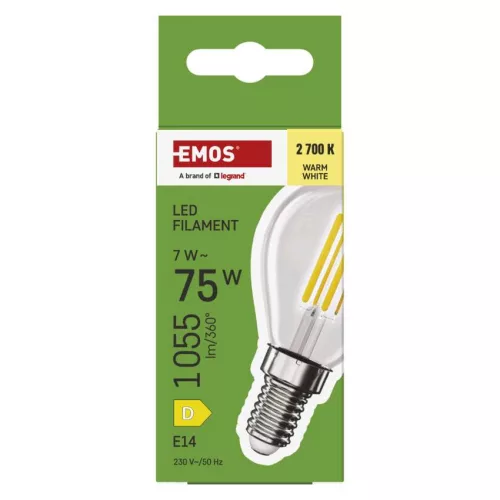 EMOS ZF1D52, LED izzó Filament Mini Globe  / E14 / 7 W (75 W) / 1055 lm / meleg fehér