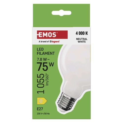 EMOS ZF2D53, LED izzó Filament G95 / E27 / 7,8 W (75 W) / 1055 lm / Természetes fehér