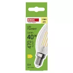 EMOS ZF3D22, LED izzó Filament gyertya / E14 / 3,4 W (40 W) / 470 lm / Meleg fehér