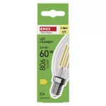 EMOS ZF3D42, LED izzó Filament gyertya / E14 / 5,9 W (60 W) / 806 lm / Meleg fehér