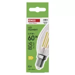 EMOS ZF3D43, LED izzó Filament gyertya / E14 / 5,9 W (60 W) / 806 lm / Természetes fehér