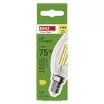 EMOS ZF3D52, LED izzó Filament gyertya / E14 / 7 W (75 W) / 1055 lm / Meleg fehér