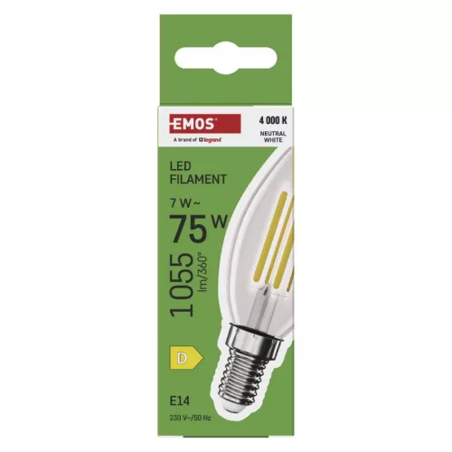 EMOS ZF3D53, LED izzó Filament gyertya / E14 / 7 W (75 W) / 1055 lm / természetes fehér