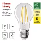 EMOS ZF5147, LED izzó Filament A60 / E27 / 3,8 W (60 W) / 806 lm / meleg fehér