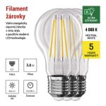 EMOS ZF5148.3, LED izzó Filament A60 / E27 / 3,8 W (60 W) / 806 lm / természetes fehér 3db
