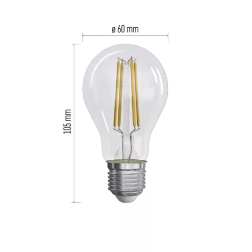 EMOS ZF5157.3, LED izzó Filament A60 / E27 / 5 W (75 W) / 1 060 lm / meleg fehér 3db