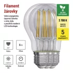 EMOS ZF5157.3, LED izzó Filament A60 / E27 / 5 W (75 W) / 1 060 lm / meleg fehér 3db
