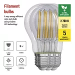 EMOS ZF5157.3, LED izzó Filament A60 / E27 / 5 W (75 W) / 1 060 lm / meleg fehér 3db