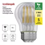 EMOS ZF5157.3, LED izzó Filament A60 / E27 / 5 W (75 W) / 1 060 lm / meleg fehér 3db