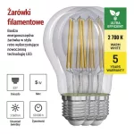 EMOS ZF5157.3, LED izzó Filament A60 / E27 / 5 W (75 W) / 1 060 lm / meleg fehér 3db