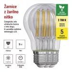EMOS ZF5157.3, LED izzó Filament A60 / E27 / 5 W (75 W) / 1 060 lm / meleg fehér 3db