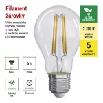 EMOS ZF5157, LED izzó Filament A60 / E27 / 5 W (75 W) / 1 060 lm / meleg fehér