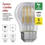 EMOS ZF5158.3, LED izzó Filament A60 / E27 / 5 W (75 W) / 1 060 lm / természetes fehér 3db