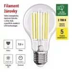 EMOS ZF5167, LED izzó Filament A60 A CLASS / E27 / 7,2 W (100 W) / 1521 lm / meleg fehér