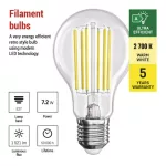 EMOS ZF5167, LED izzó Filament A60 A CLASS / E27 / 7,2 W (100 W) / 1521 lm / meleg fehér