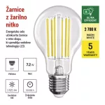 EMOS ZF5167, LED izzó Filament A60 A CLASS / E27 / 7,2 W (100 W) / 1521 lm / meleg fehér
