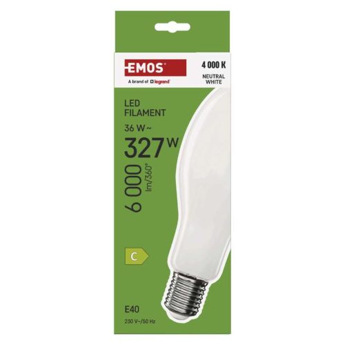 EMOS ZF5754, LED izzó Filament ED90 / E40 / 36 W (327 W) / 6 000 lm / természetes fehér