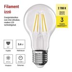 EMOS ZF5D22, LED izzó Filament A60 / E27 / 3,4 W (40 W) / 470 lm / Meleg fehér