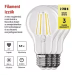 EMOS ZF5D42.3, LED izzó Filament A60 / E27 / 5,9 W (60 W) / 806 lm / Meleg fehér