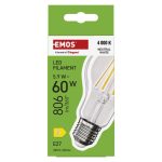 EMOS ZF5D43, LED izzó Filament A60 / E27 / 5,9 W (60 W) / 806 lm / Természetes fehér