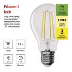 EMOS ZF5D52D, LED izzó Filament A60 / E27 / 7,5 W (75 W) / 1 055 lm / meleg fehér / dimmelhető