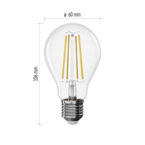EMOS ZF5D54D, LED izzó Filament A60 / E27 / 7,5 W (75 W) / 1 055 lm / Természetes fehér / dimmelhető