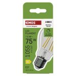 EMOS ZF5D54D, LED izzó Filament A60 / E27 / 7,5 W (75 W) / 1 055 lm / Természetes fehér / dimmelhető