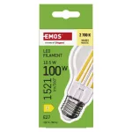 EMOS ZF5D62, LED izzó Filament A60 / E27 / 10,5 W (100 W) / 1521 lm / Meleg fehér