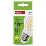 EMOS ZF5D63, LED izzó Filament A60 / E27 / 10,5 W (100 W) / 1521 lm / Természetes fehér