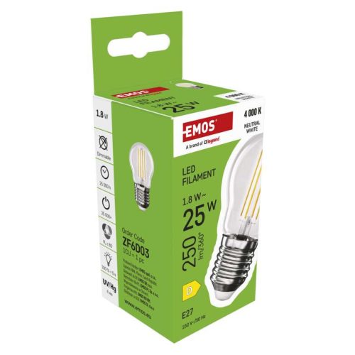 EMOS ZF6D03, LED izzó Filament Mini Globe / E27 / 1,8 W (25 W) / 250 lm / Természetes fehér