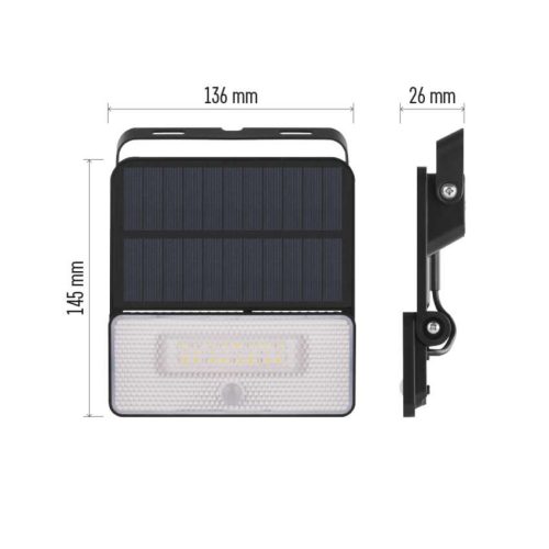EMOS ZG121S, LED SOLAR reflektor hordozható SOLO, PIR, 1000lm IP54 természetes fehér