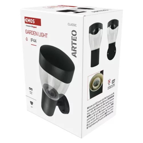 EMOS ZGA010P, LED kerti fali lámpa, 16,4 x 12 x 23 cm, 1 x E27, 15 W