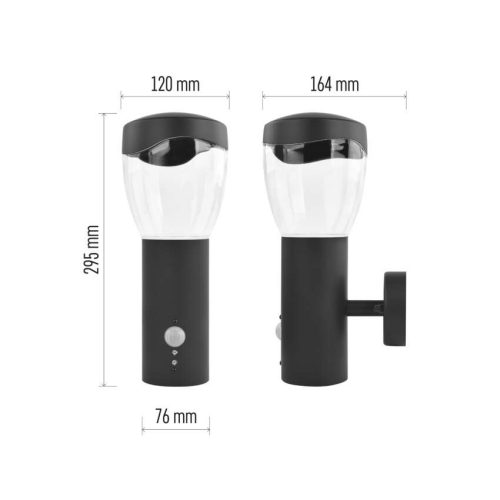 EMOS ZGA040P, LED kerti fali lámpa, 16,4 x 12 x 29,5 cm, 1 x E27, 15 W