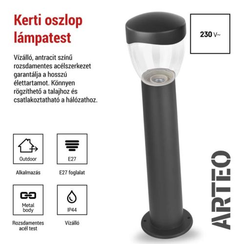 EMOS ZGA0A0P, LED kerti oszloplámpa, 12 x 12 x 50 cm, 1 x E27, 15 W