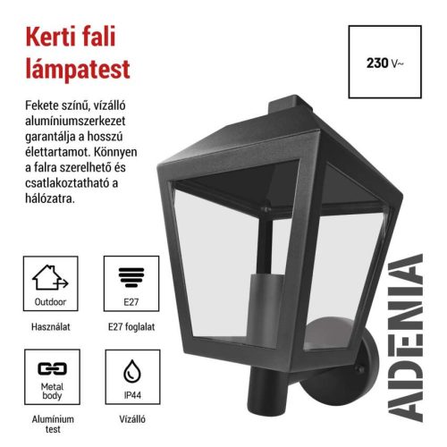 EMOS ZGB010P, LED kerti fali lámpa, 19,8 x 15 x 27,8 cm, 1 x E27, 15 W