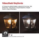 EMOS ZGB010P, LED kerti fali lámpa, 19,8 x 15 x 27,8 cm, 1 x E27, 15 W