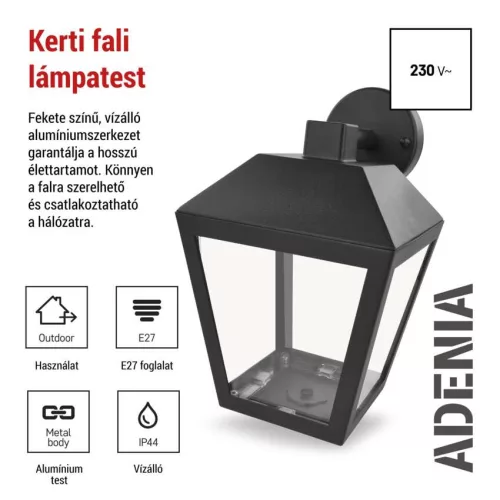 EMOS ZGB020P, LED kerti fali lámpa, 18 x 15 x 24,5 cm, 1 x E27, 15 W